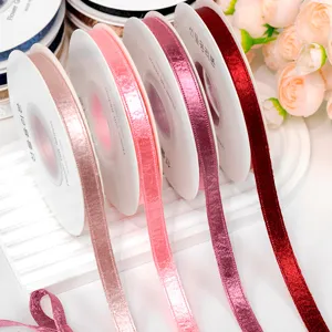 Cinta terciopelo brillante de doble cara 1cm cinta satinada colorida para accesorios de lazo DIY