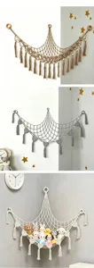 Handgemachte Makramee Spielzeughaengematte Ecknetz fuer Kuscheltiere Kinderzimmer Deko.