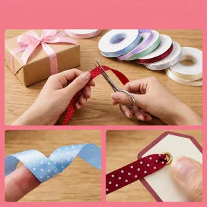 1cm polkadot lint polyester glanzend bedrukt lint voor diy handwerk geschenkverpakking