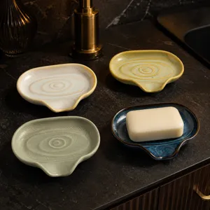Kiln-Transformed Ceramic Soap Dish Drainage Soap Holder For Bathroom Vanity Washbasin Decorative Soap Tray For Home Use