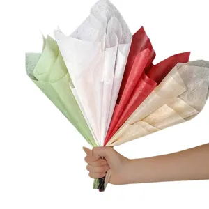 Papier d'emballage floral étanche pour bouquets, emballage cadeau uni en coton.