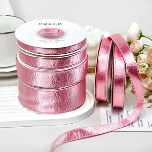 Rosa glitzernde Satinbänder Rollen, doppelseitiges Glanzband für DIY Schleifen Haarschmuck.