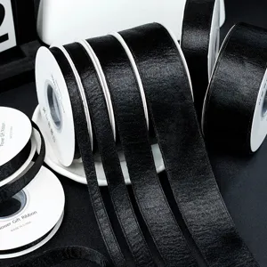 Black double-sided glitter velvet ribbon 1-3.8cm wide for DIY hair bows sewing apparel crafts