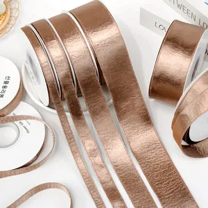 Double-sided glittering velvet ribbon dark brown satin for DIY bows and hair accessories