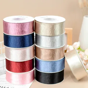 3.8cm double-sided glossy satin ribbon rolls in multi-colors for DIY hair bows and sewing crafts.