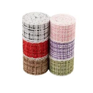 Nastro tweed stile Chanel da 4cm in tessuto a quadri colore contrasto per colletti abbigliamento