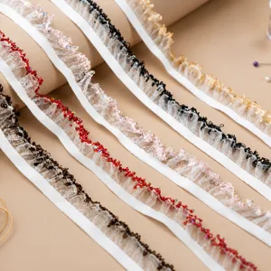 Colorful Sequin Ruffle Lace Trim Elastic Band DIY Garment Accessories Sewing Craft Material Ribbon Fabric Trim Decor