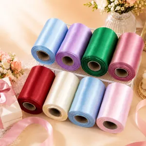 10cm Wide Colorful Satin Ribbon Rolls Set for Wedding Chair Back and Gift Box Decor