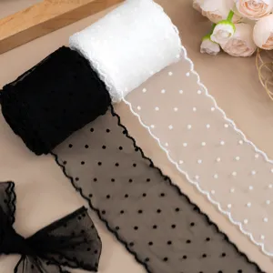 Ruban de dentelle en tulle à pois de 6 cm pour nœuds de cheveux DIY couture vêtements