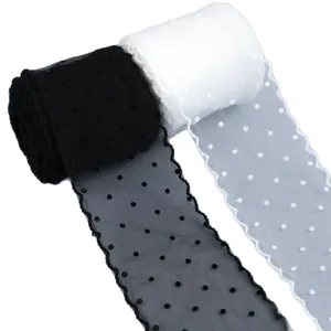 Ruban en dentelle tulle pois 6cm bord festonné DIY nœud cheveux couture artisanat