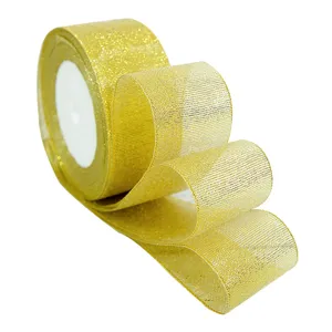 Nastro trasparente glitterato dorato per confezioni regalo, scatole per torte e decori.