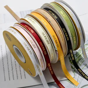 Polyester Grosgrain Ribbon Just For You Printed Fabric Ribbon For Flower Bouquet Gift Box Packaging Wedding Party Craft