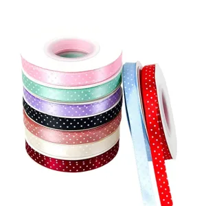 1cm polkadot lint polyester satijn golfpunt lint voor handgemaakte DIY haarstrik naai-accessoires