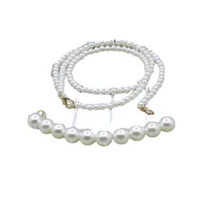 Elegante catena di perle artificiali per borsa di ricambio con moschettoni dorati fai da te.