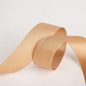 Champagne Gold Polyester Satin Ribbon For Gift Wrapping Baking Box Packaging Floral Bows Decoration Crafts