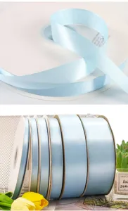 Cinta de raso azul claro para envolver regalos, decoración de bodas y manualidades.