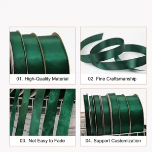 Dark green polyester ribbon for Christmas holiday gift wrapping and decorative crafts 0.3-5cm
