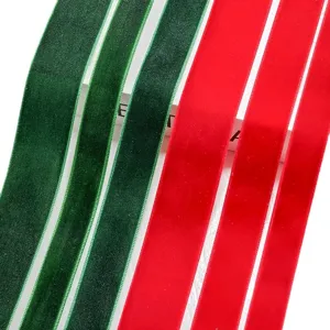 Red and green velvet ribbons single-sided flocking fabric for Christmas gift wrapping DIY bows