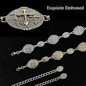 Retro vintage legering taille ketting met reliëf driedubbel kruis ontwerp voor dames rok
