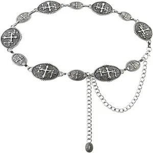 Dames Retro Legering Tailleketting Vintage Kruis Ovale Metaal Lichaam Ketting Mode Verstelbare Taille Sieraden Feest Jurk