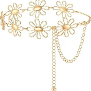 Bohemian Vintage Metal Waist Chain Multi-layer Sun Moon Floral Tassel Adjustable Belt Body Chain Jewelry For Women
