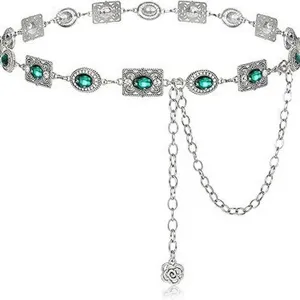 Cadena de Cintura de Aleación Tallada Vintage Para Mujer Cinturón Decorativo de Diamantes de Imitación Joya Corporal