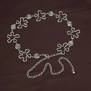 Mode Chaîne de Taille en Métal Bijou de Corps pour Femmes Vintage Fleur Coquillage Design Chaîne de Ventre Réglable Accessoires de Robe