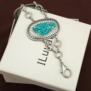 Bohemian vintage τιρκουάζ αλυσίδα σώματος ασημί κοσμήματα μέσης για γυναίκες μόδα