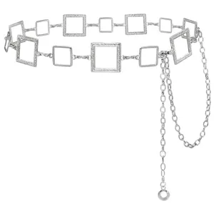 Silberne Metall Taillenkette für Damen, schicke geometrische quadratische Glieder Gürtel.