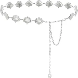 Chaîne de taille en métal argenté coquillage bijoux de corps élégants ceinture réglable