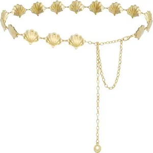 Chaine de taille coquillage or ceinture de ventre en metal reglable pour femmes