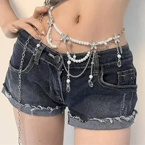 Pearl tassel waist chain multi-layer layered necklace fairy style fashion beaded belt