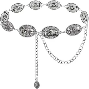 Vintage Retro Metal Waist Chain For Women Western Cowboy Style Body Chain Dress Jeans Fashion Accessories