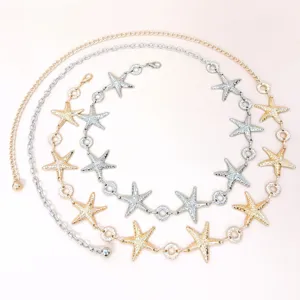 Böhmische Strand Stil Metall Taillenkette Damen Mode Körper Schmuck Seestern Fledermaus Quadrat Anhänger Taillengürtel Zubehör