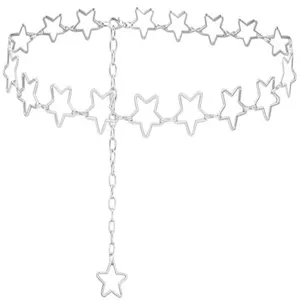 Catena da vita in metallo con stelle argentate e catena corpo accessorio moda estate.