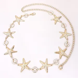 Böhmischer Strandstil Seestern Metall Taillenkette, Damen Mode Bundkette Taillenschmuck.