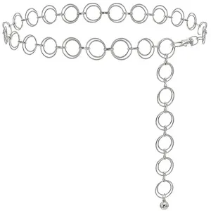 Cintura a catena in metallo argentato da donna, elegante accessorio per vita.