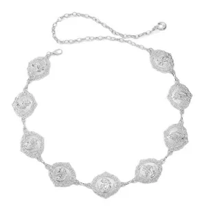 Cadena de cintura de metal plateado vintage estilo bohemio para vestidos accesorios