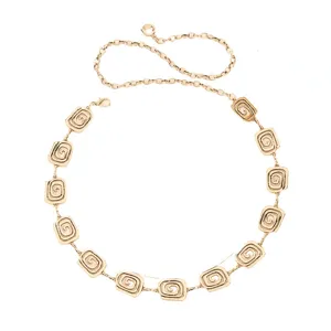 Elegant gold metal waist chain for women bohemian adjustable belt skirt jeans accessory