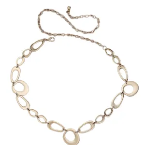 Women gold metal chain belt chic geometric link waist chain dress decorative body jewelry