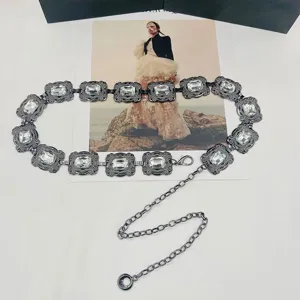 Rhinestone metal waist chain vintage ornate crystal dress belt decorative accessory
