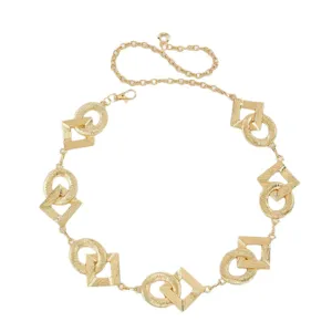 Chaîne de taille géométrique dorée pour femme, chaîne de corps élégante en métal.