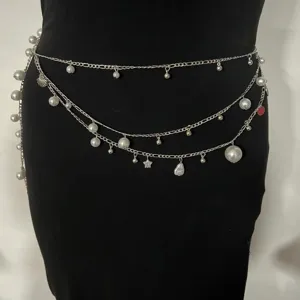 Multi-layer pearl waist chain body jewelry with shell pendants for women fashion accessory