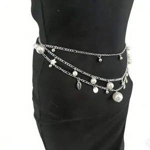 Fashion pearl shell tassel multi-layer waist chain body jewelry for women chic elegant
