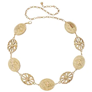 Women retro gold metal chain belt vintage bohemian waist strap dress decorative accessory