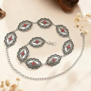 Femmes Élégant Bohémien Métal Chaîne de Taille Ovale Turquoise Pierre Ceinture Robe Pantalon Chaîne Corps Bijoux Accessoires
