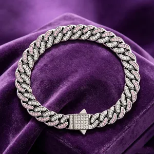 Pulsera de Eslabones Cubanos de Acero Inoxidable Para Mujeres Hombres Cadena Hip Hop Strass Joyería