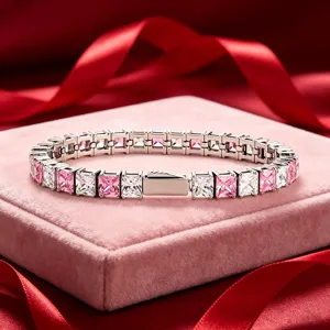 Bracelet Tennis en Zircone en Acier Inoxydable Mode Hip-Hop Unisexe Couple Bijoux