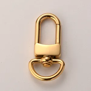 Gold metal swivel snap hook lobster clasp for handbag purse craft DIY keychain hardware accessory.