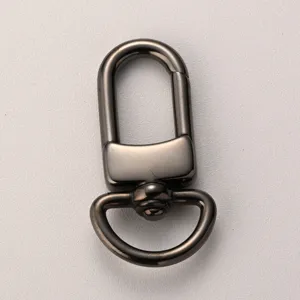Durable metal swivel spring snap hook detail for bags, keychains and DIY craft hardware.